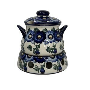 Polish Pottery Gravy / Sauce Warmer Mini Soup Tureen - NO LADLE